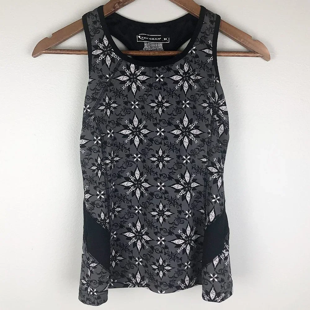 $10 CLEARANCE! Tek Gear Printed Shelf Bra Racerback Tank - Picture 3 of 5